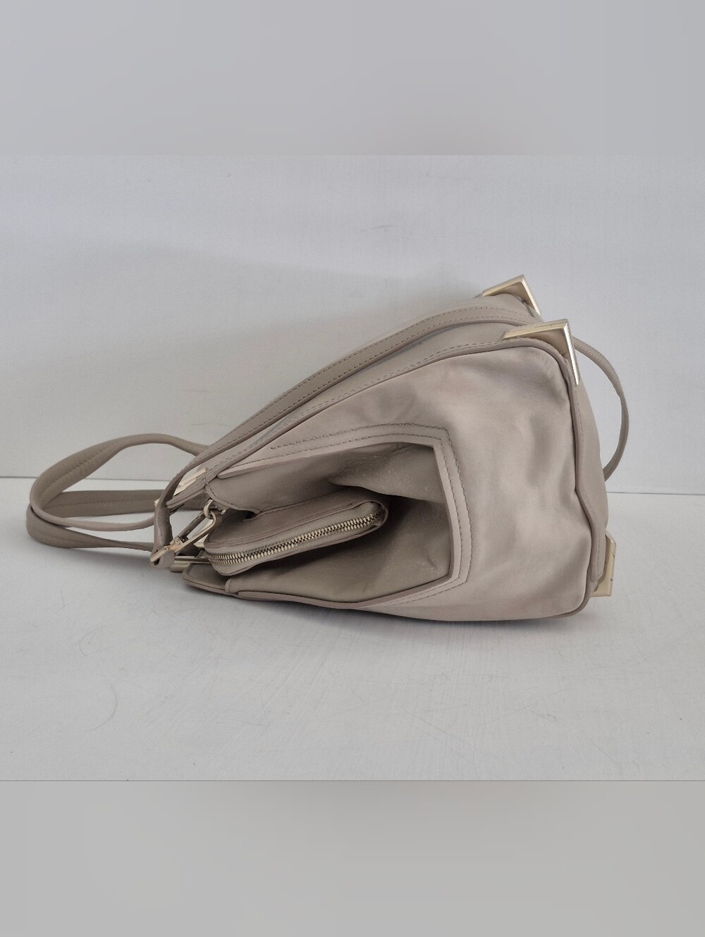 Zac Posen Daphne Taupe Structured Satchel with Detachable Shoulder Strap - Picture 8 of 15